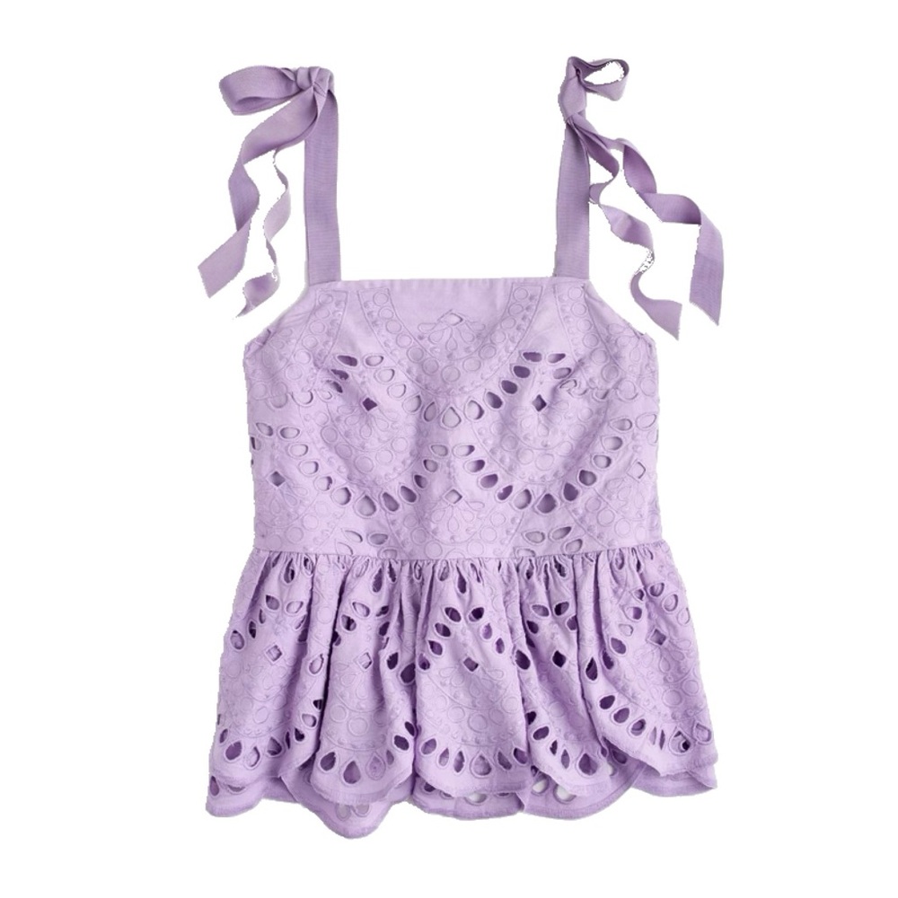 J. Crew Lilac Tie-shoulder Eyelet Lace Top - Picture 5 of 5